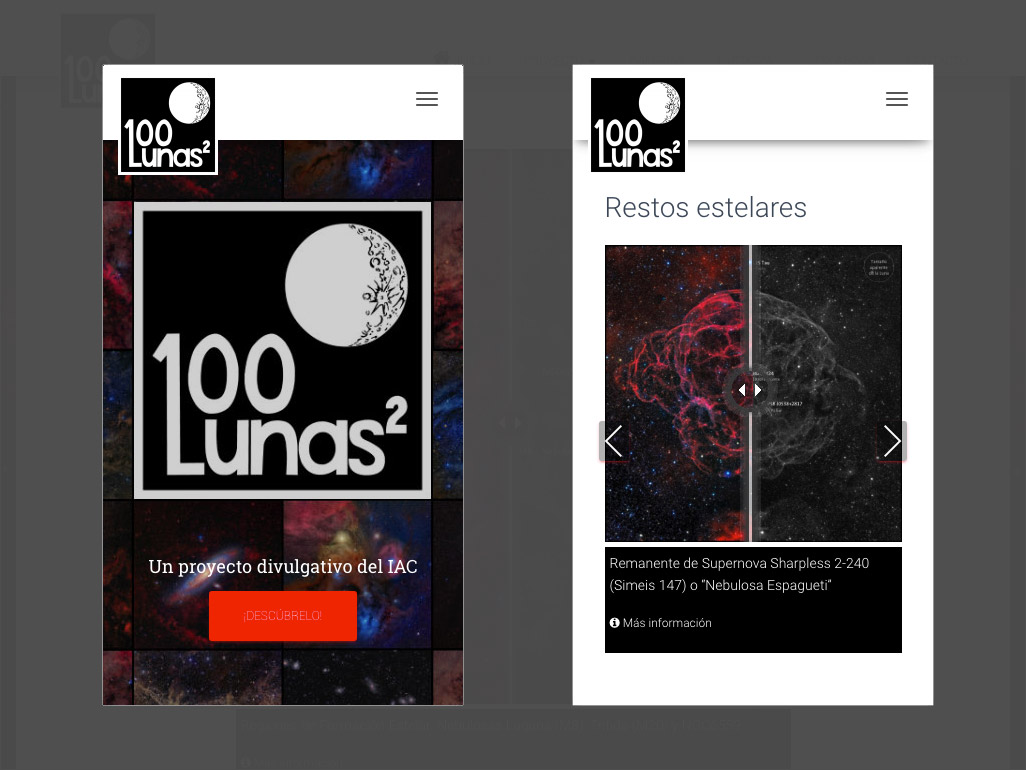100 Lunas Cuadradas - Mobile views
