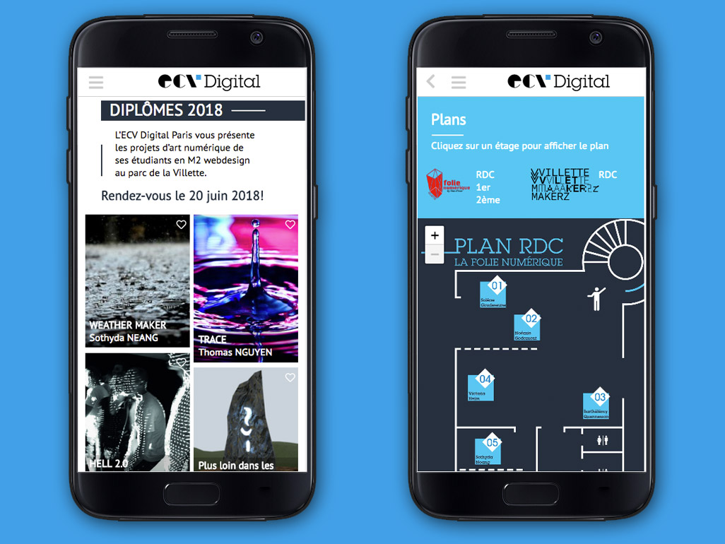Ecrans de la web app