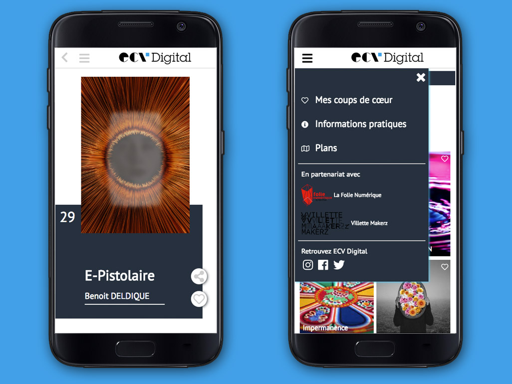 Ecrans de la web app
