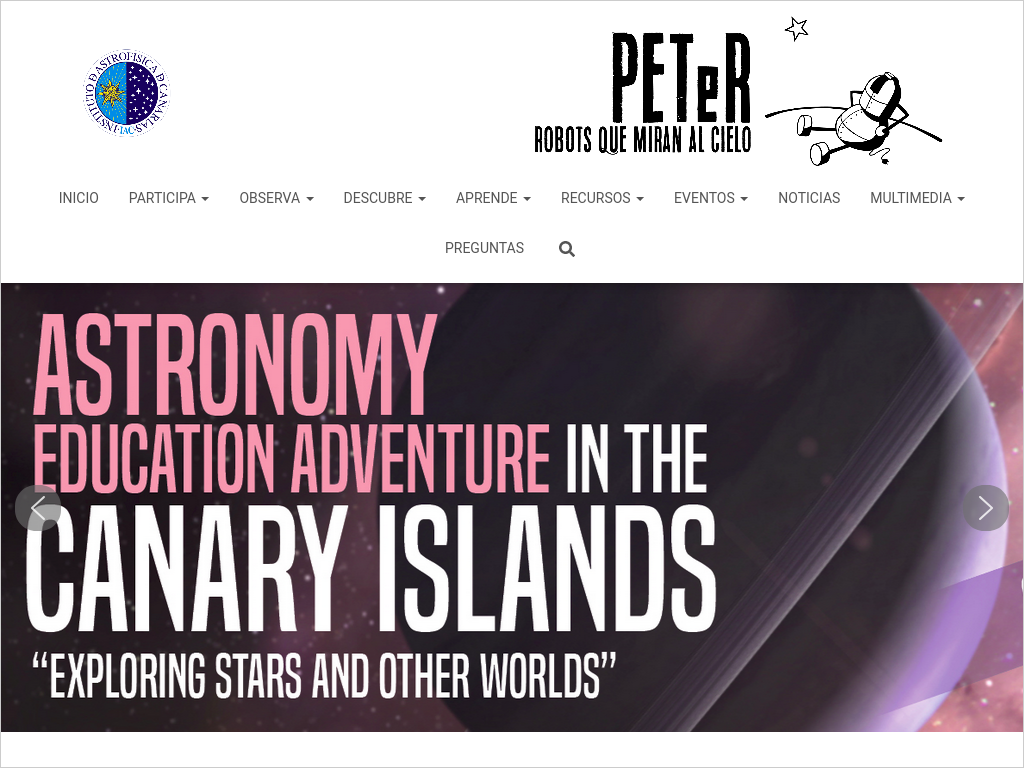 Homepage of PETeR